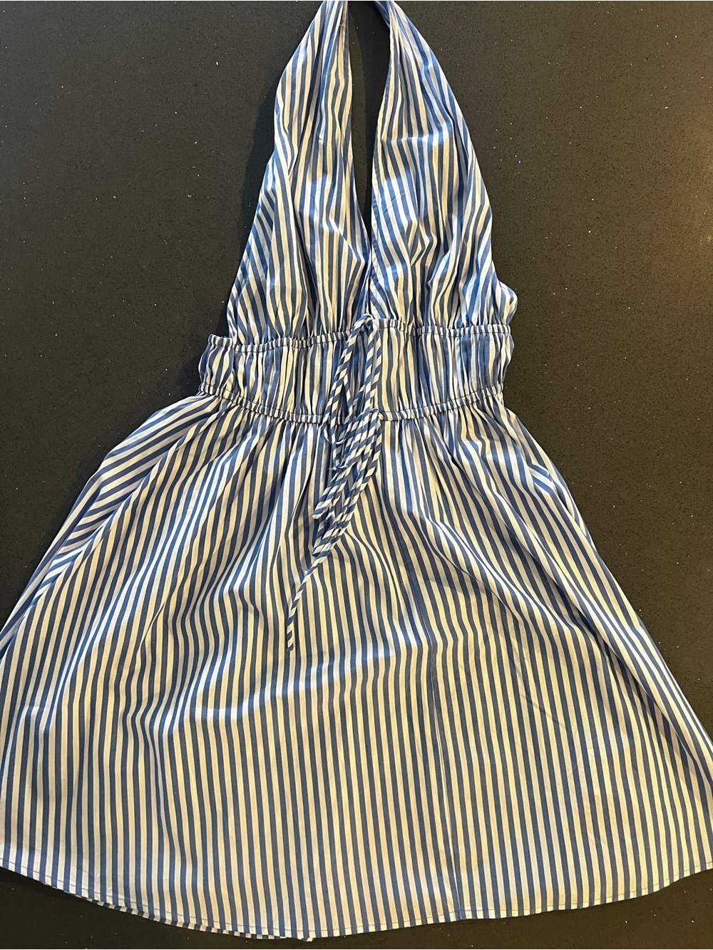 H&M Blue and White Striped Halter Top XS
